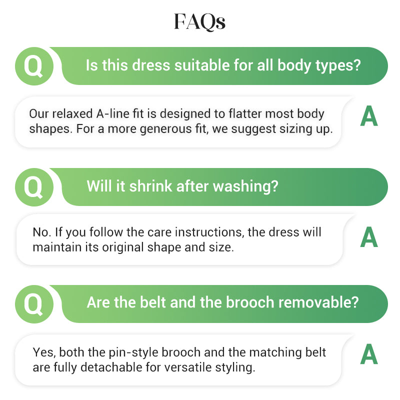 Women's 3/4 Sleeve Pleated Midi Dress with Belt