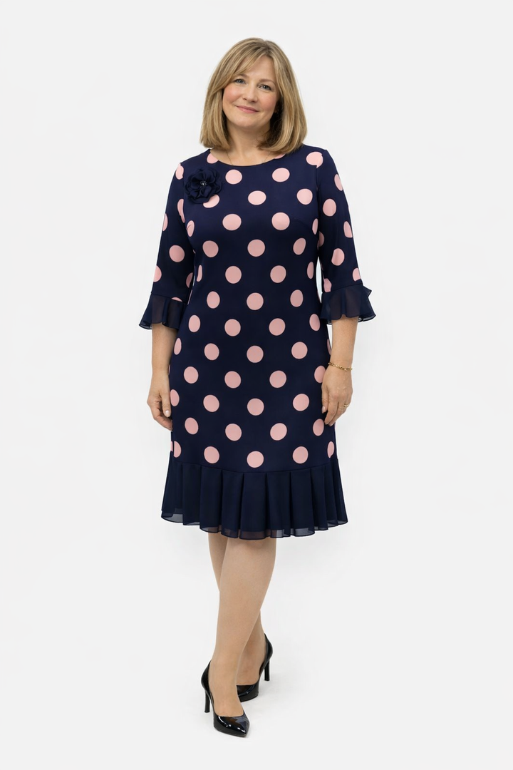 Camilla – Pleated Polka Dot Midi Dress
