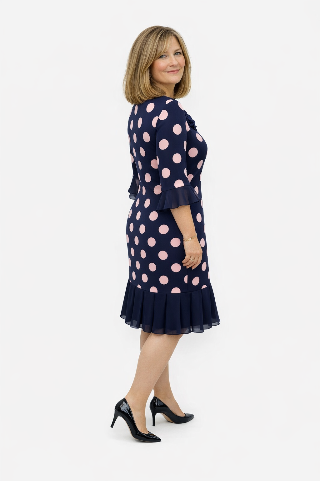 Camilla – Pleated Polka Dot Midi Dress