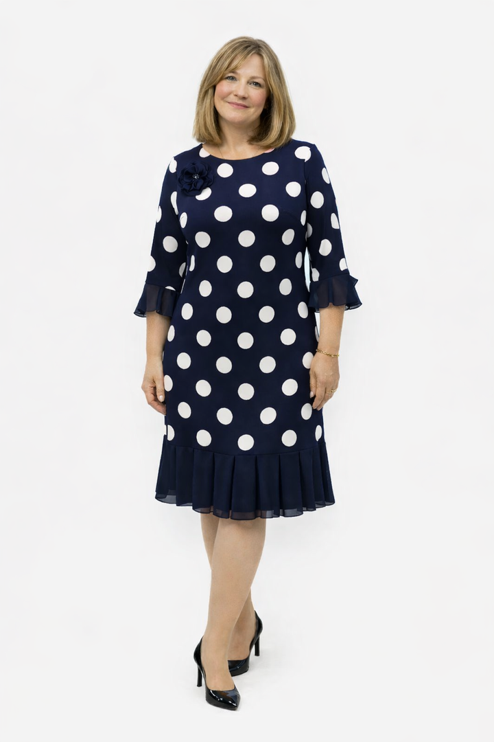 Camilla – Pleated Polka Dot Midi Dress