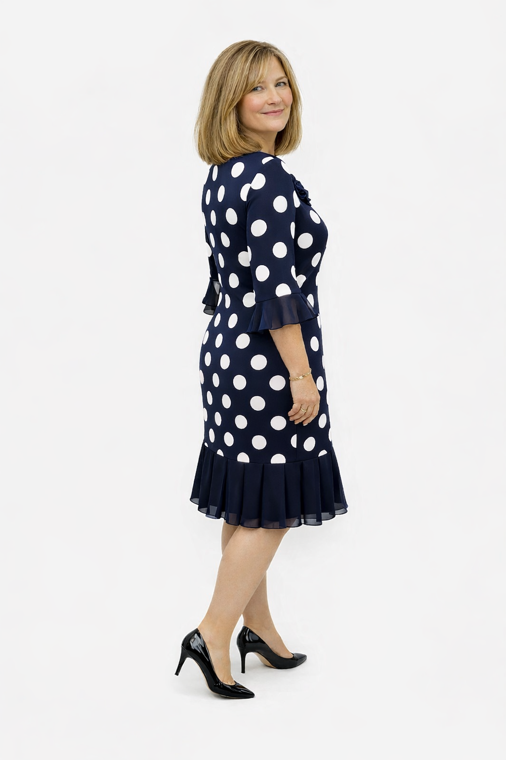 Camilla – Pleated Polka Dot Midi Dress