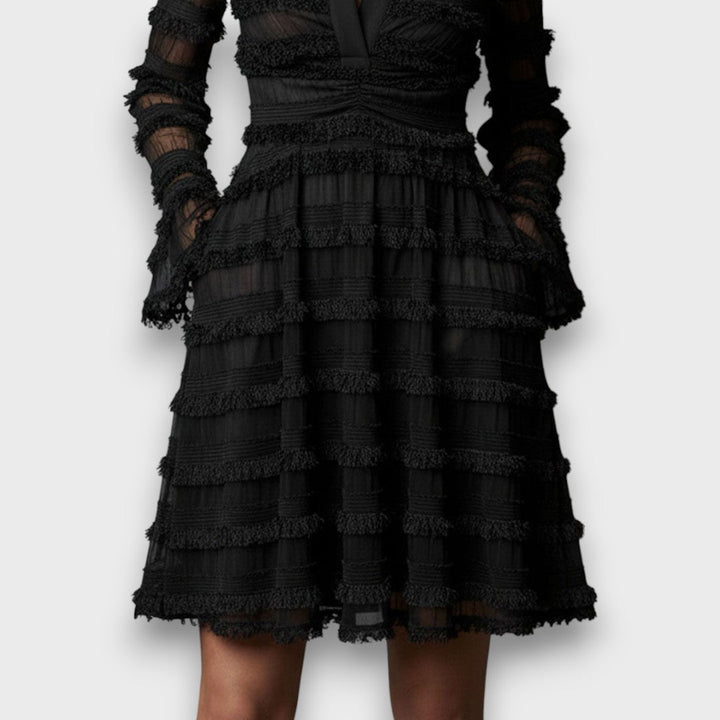 Parisa – Sheer Fringe Midi Dress